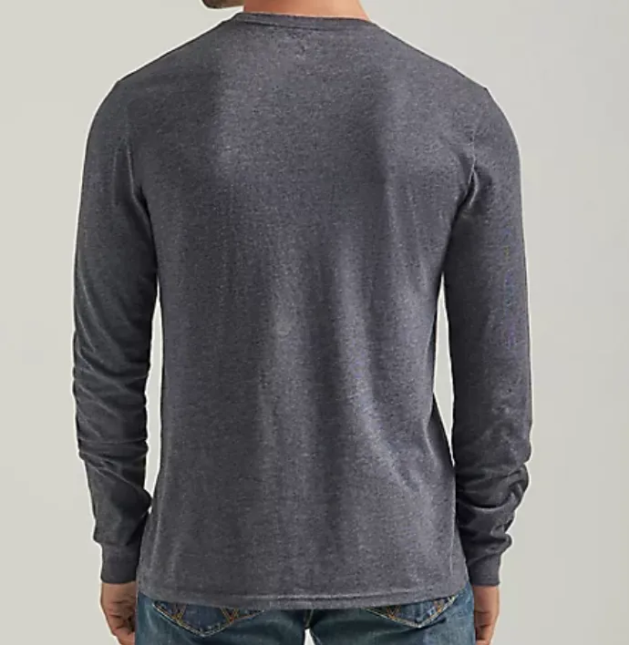 112339605- Wrangler Men’s LS Tee- Caviar Heather