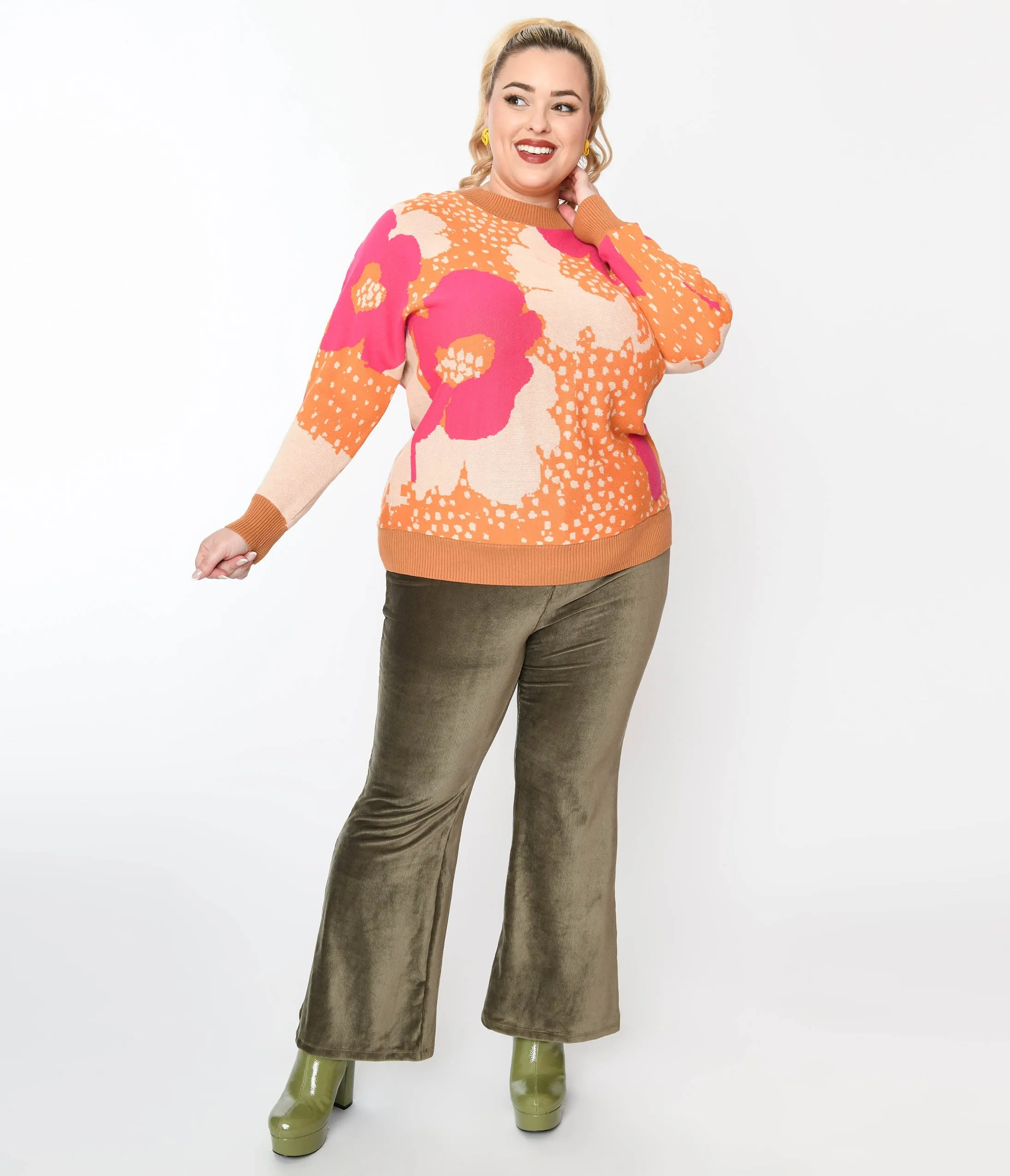 1970s Olive Green Corduroy Knit Pants