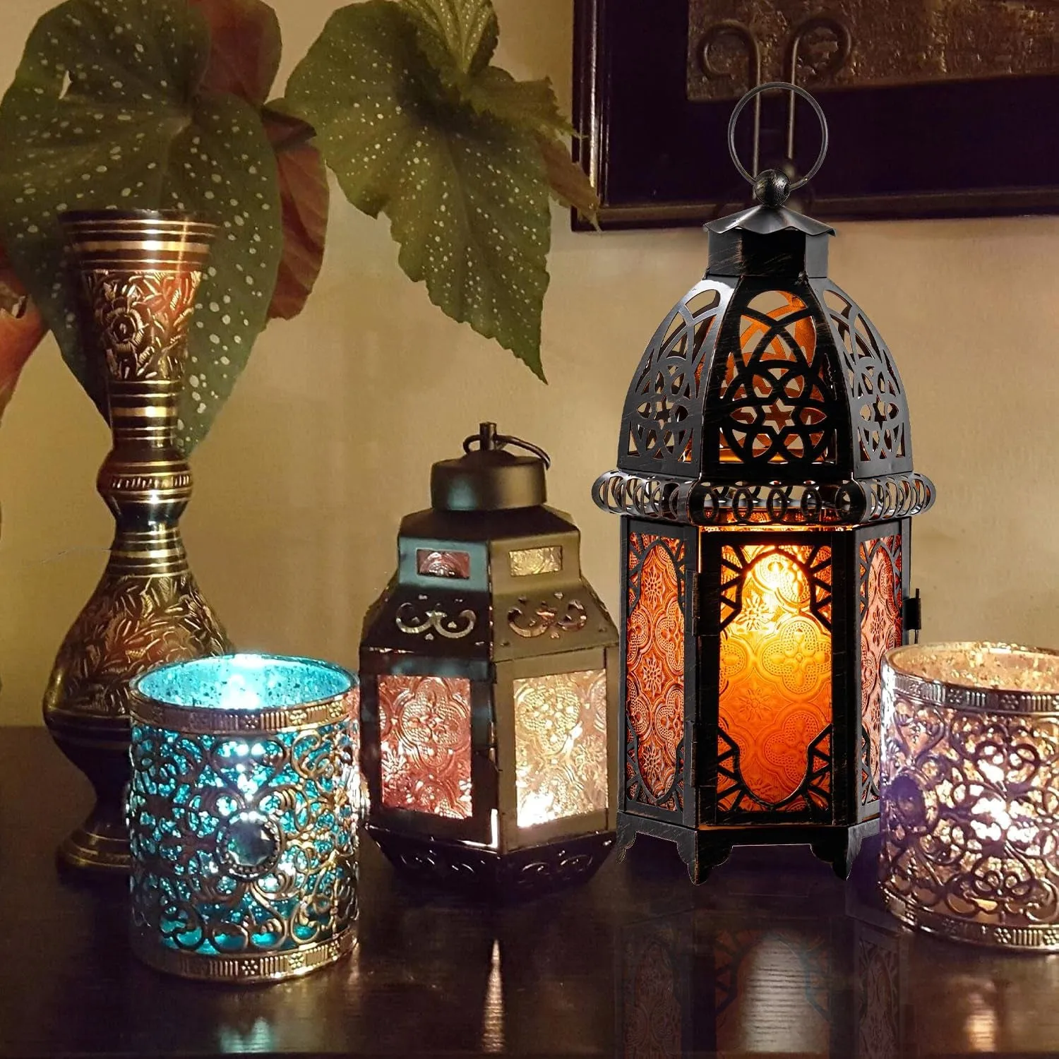 8 Inch Moroccan Style Christmas Hanging Lantern