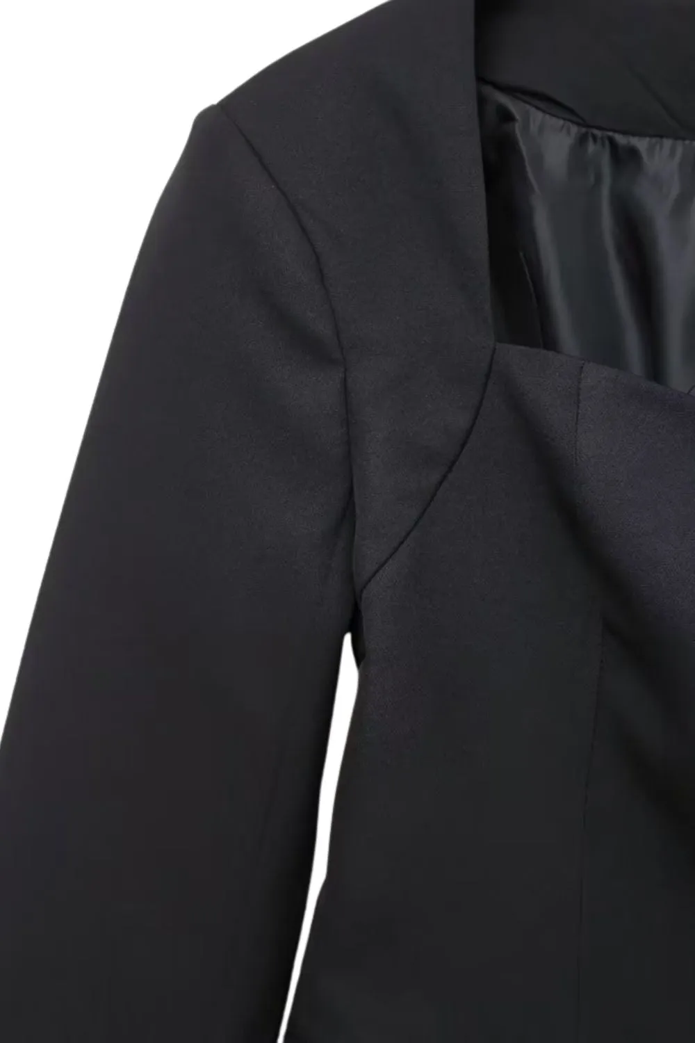 'Amelia' Black Heart-Neck Slim Blazer Jacket