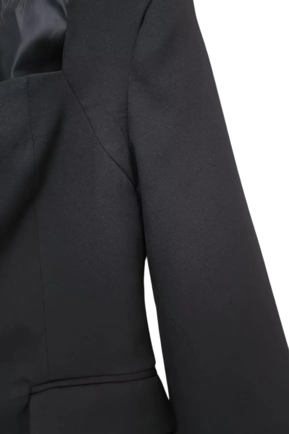 'Amelia' Black Heart-Neck Slim Blazer Jacket
