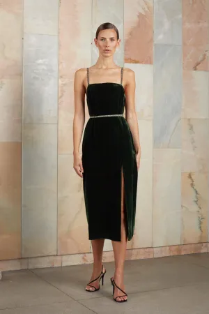 AMYA dark green midi dress