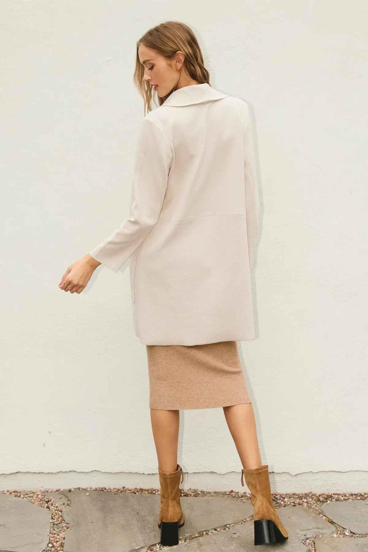 Anneliese Faux Leather Coat Bone