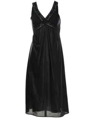 Black Classic Lace Trim Slip Dress - M