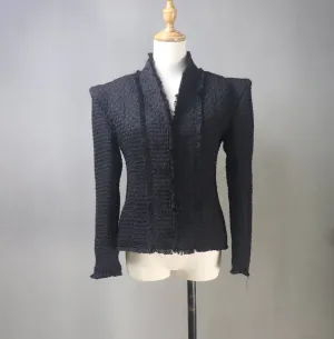 Black Tweed Jacket With High Wide Shoulder