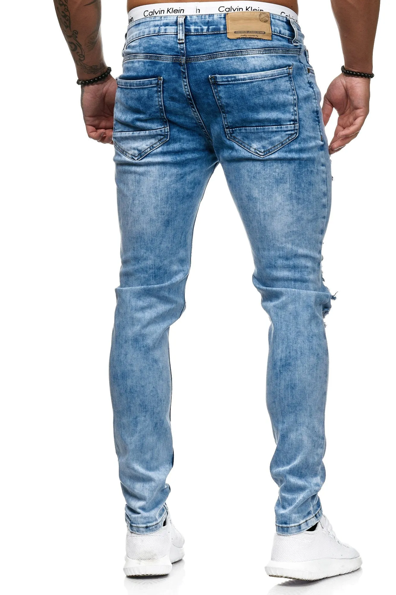 Blitz Ripped Distressed Jeans - Blue X0016