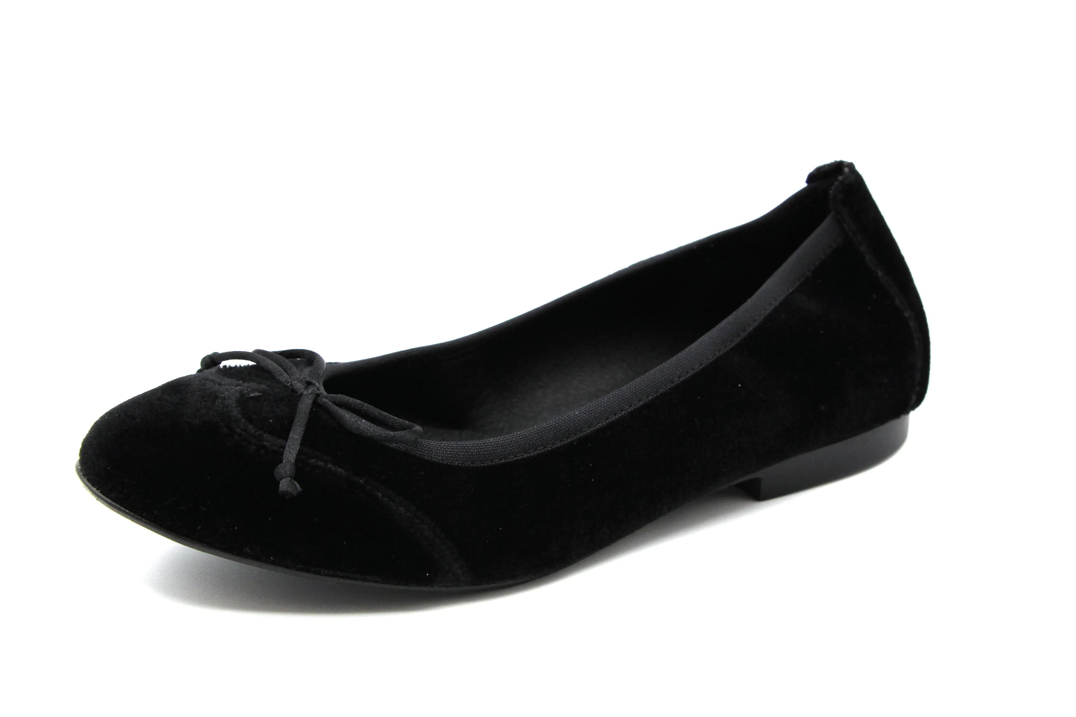 Blublonc  Black Velvet Wingtip Ballet Flat Luisa