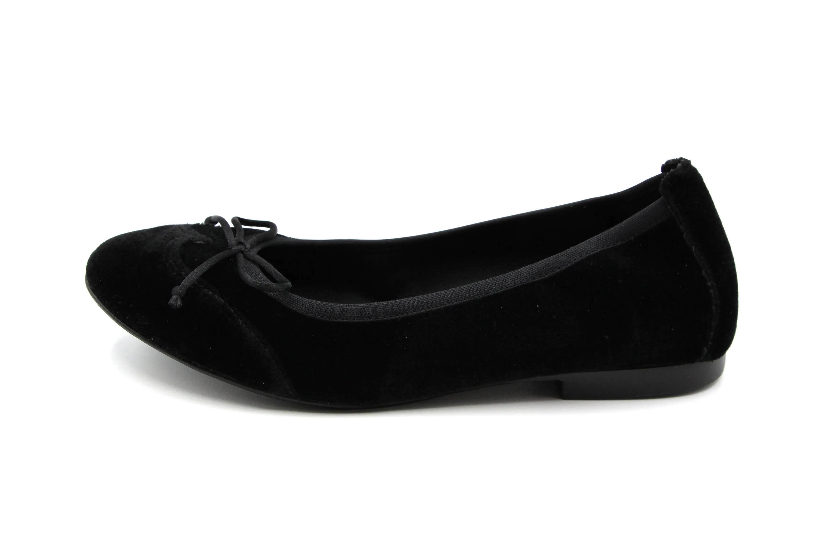 Blublonc  Black Velvet Wingtip Ballet Flat Luisa