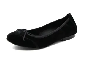 Blublonc  Black Velvet Wingtip Ballet Flat Luisa