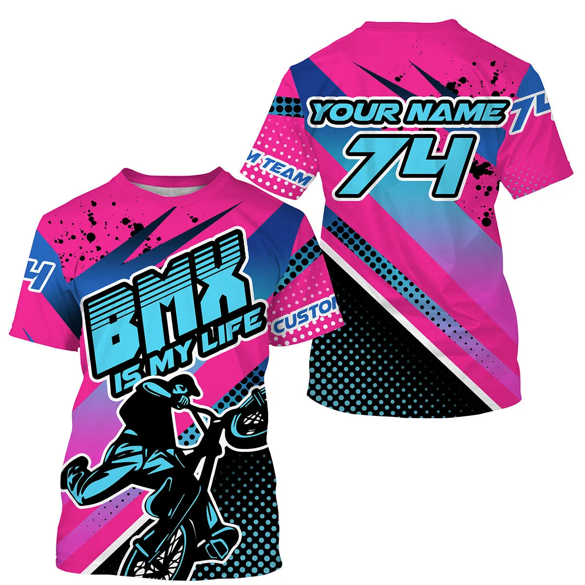 BMX Life Pink BMX Jersey BMX Long Sleeve Shirt Cycling Gear Youth Bicycle Motocross Gear Mens