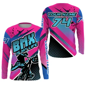 BMX Life Pink BMX Jersey BMX Long Sleeve Shirt Cycling Gear Youth Bicycle Motocross Gear Mens