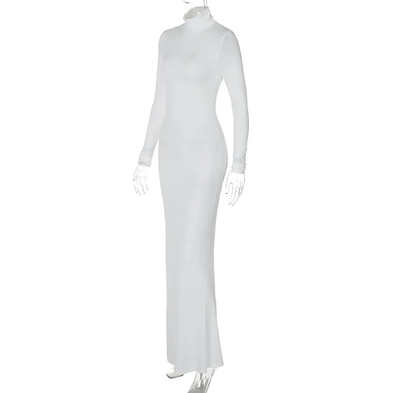 Body-Revealing-Hugging Long Sleeve Mermaid Maxi Dress
