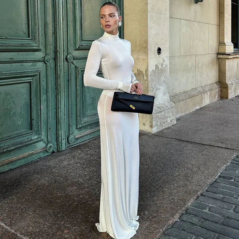 Body-Revealing-Hugging Long Sleeve Mermaid Maxi Dress