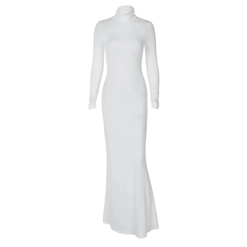 Body-Revealing-Hugging Long Sleeve Mermaid Maxi Dress