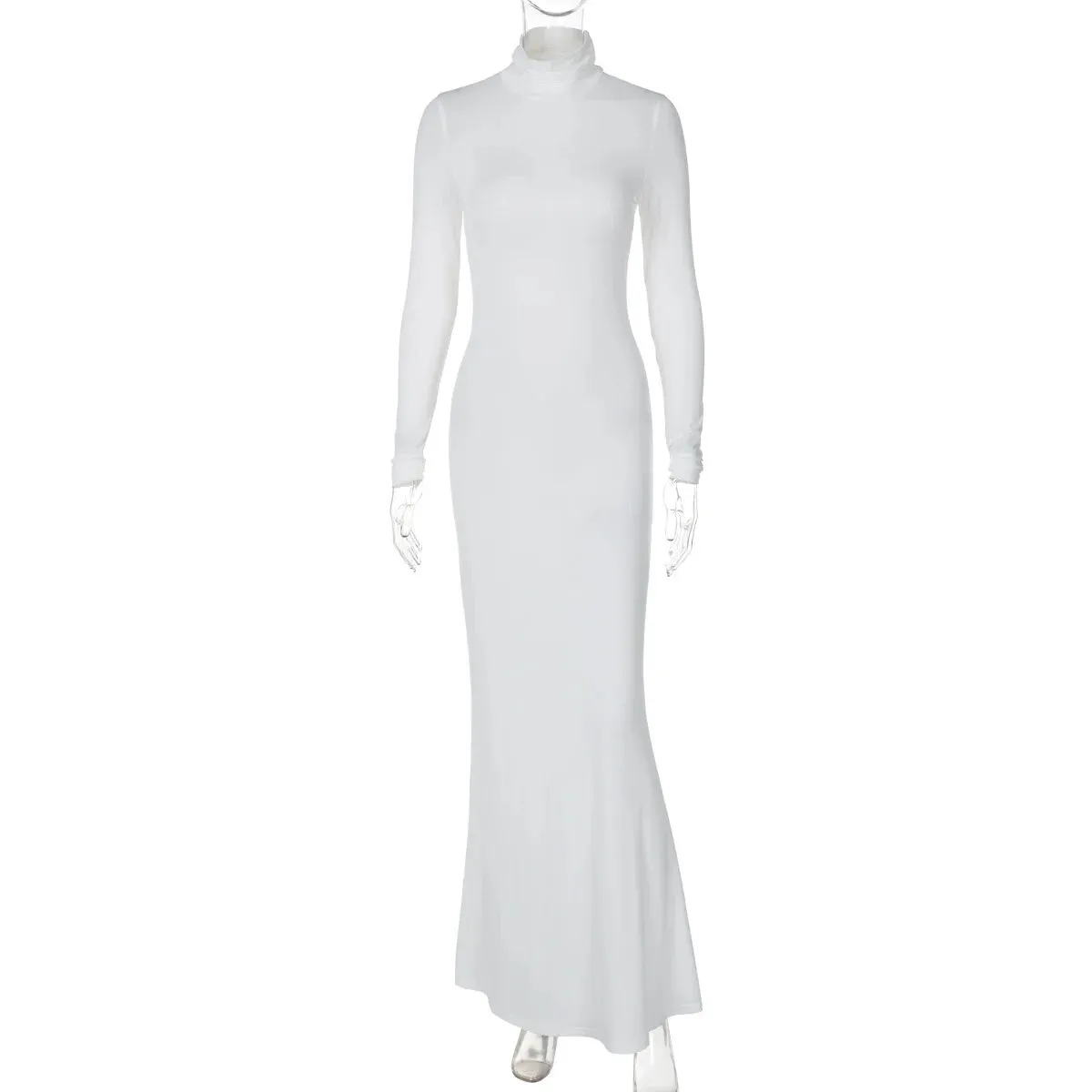 Body-Revealing-Hugging Long Sleeve Mermaid Maxi Dress