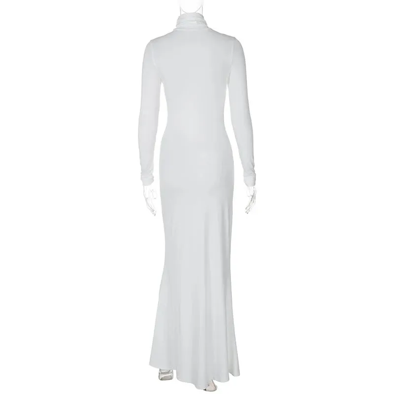 Body-Revealing-Hugging Long Sleeve Mermaid Maxi Dress