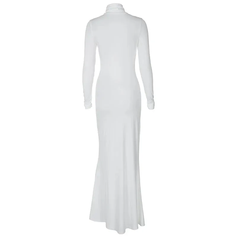Body-Revealing-Hugging Long Sleeve Mermaid Maxi Dress