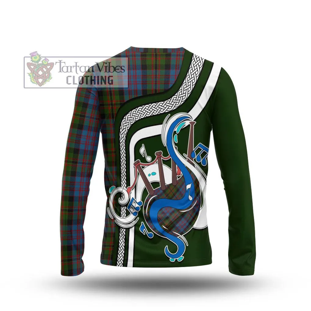 Bowie Tartan Long Sleeve T-Shirt with Epic Bagpipe Style