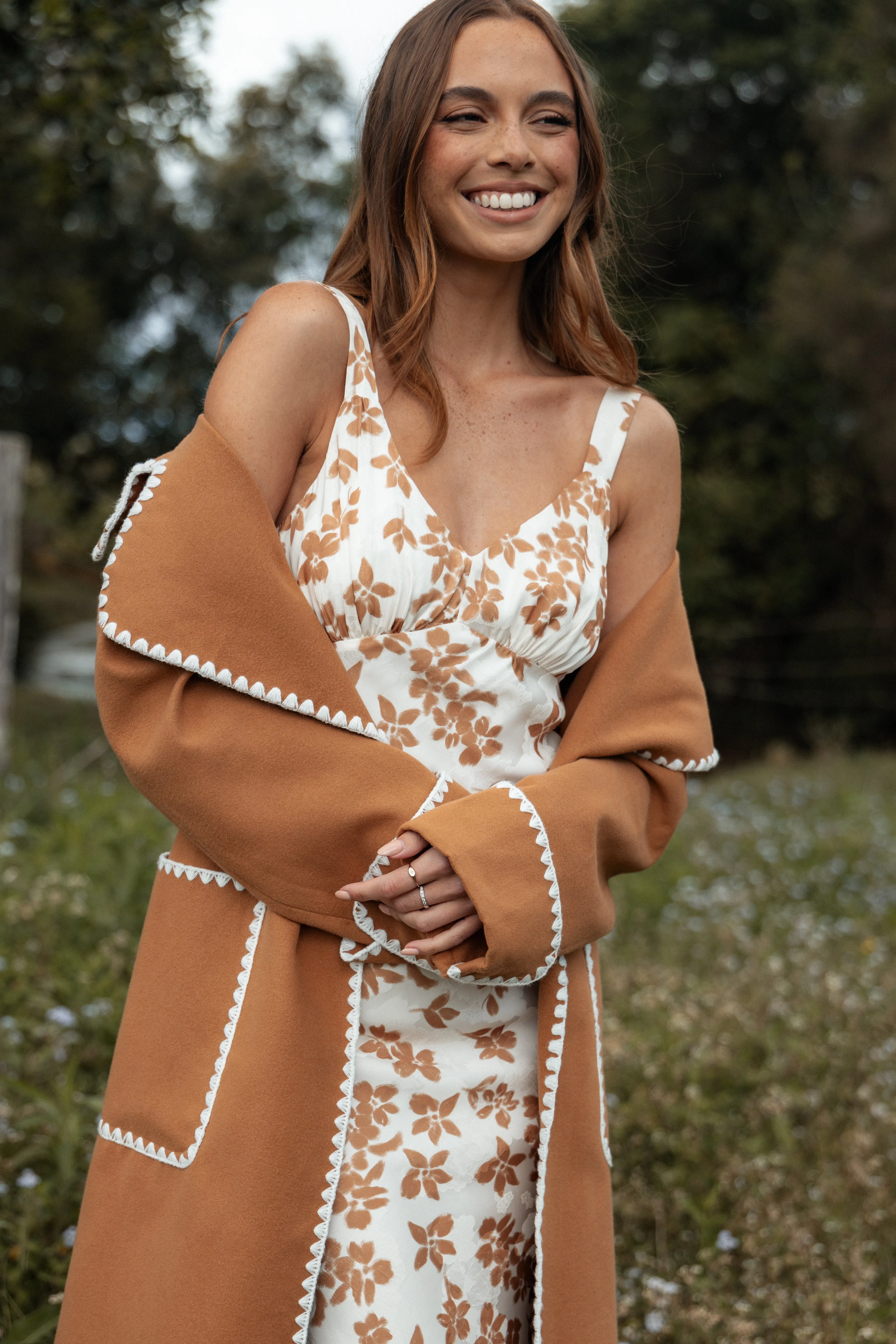 Brexley Contrast Hem Coat - Tan