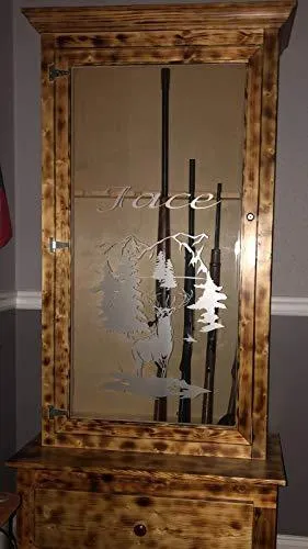 Buck Doe Hunting Gun Cabinet Etched Glass Decal Vinyl