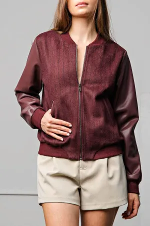 Burgundy Pinstripe Baseball Jacket