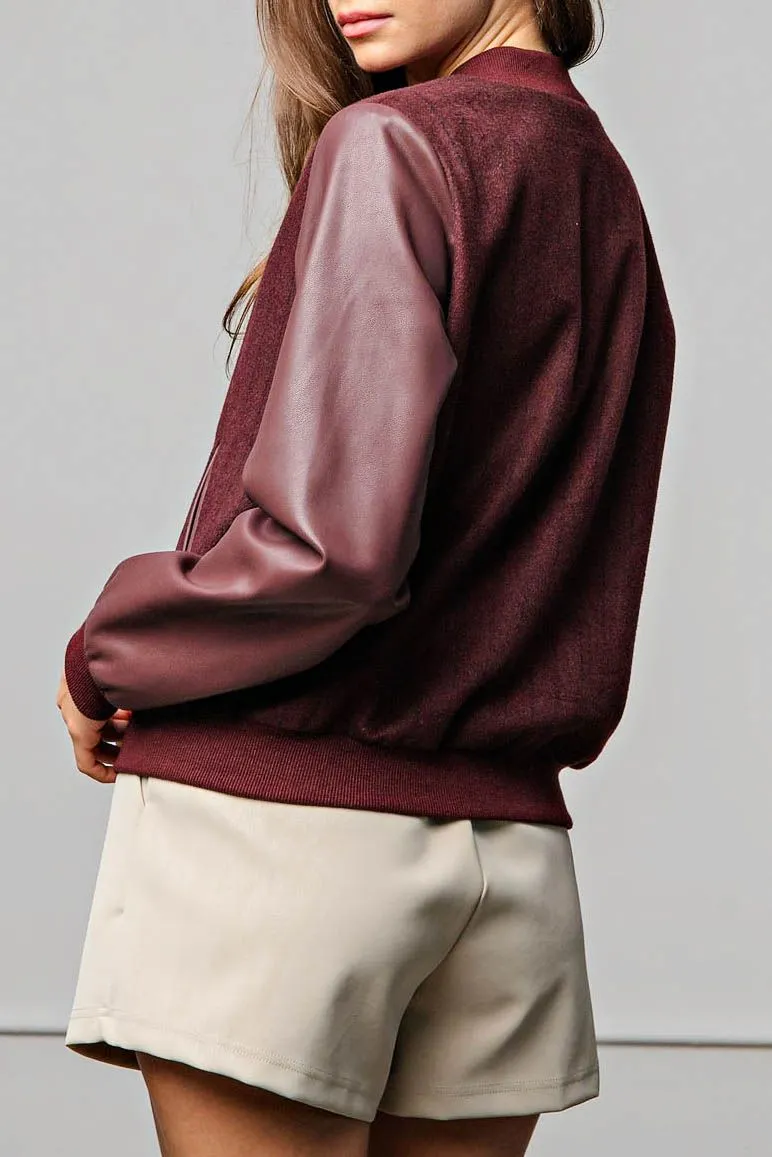 Burgundy Pinstripe Baseball Jacket