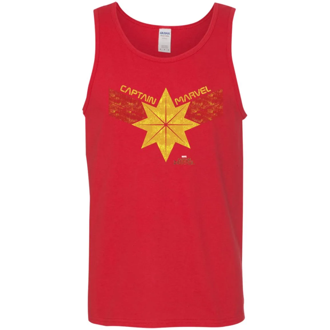 Captain Marvel Distressed Star Ribbon Logo Men Cotton Tank