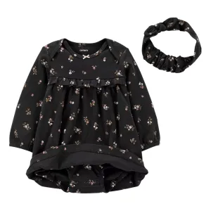 CARTER'S - Baby - 2-Pc. Floral-Print Bodysuit Dress & Head Wrap Set