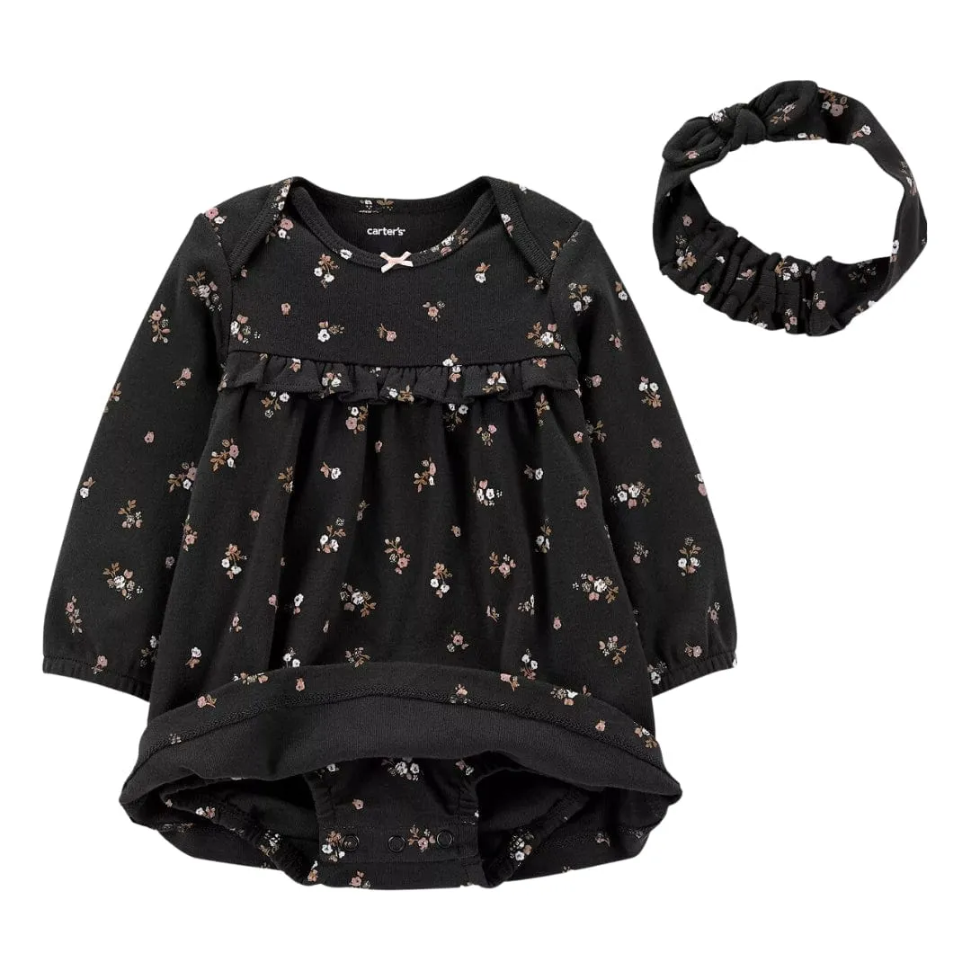 CARTER'S - Baby - 2-Pc. Floral-Print Bodysuit Dress & Head Wrap Set
