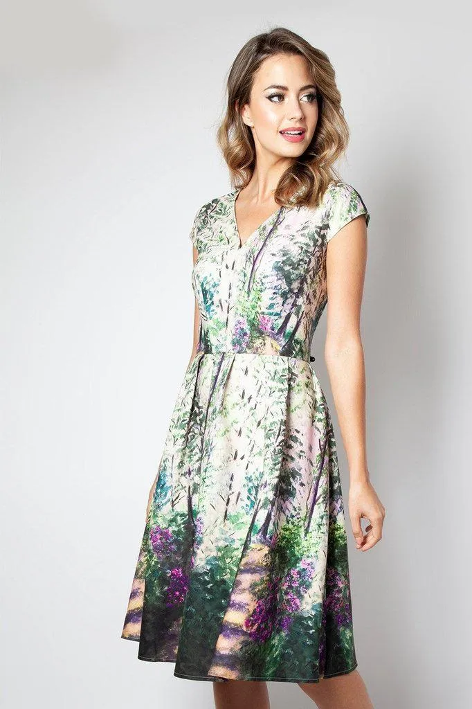 Christina Lilac Road Painted Flared Dress