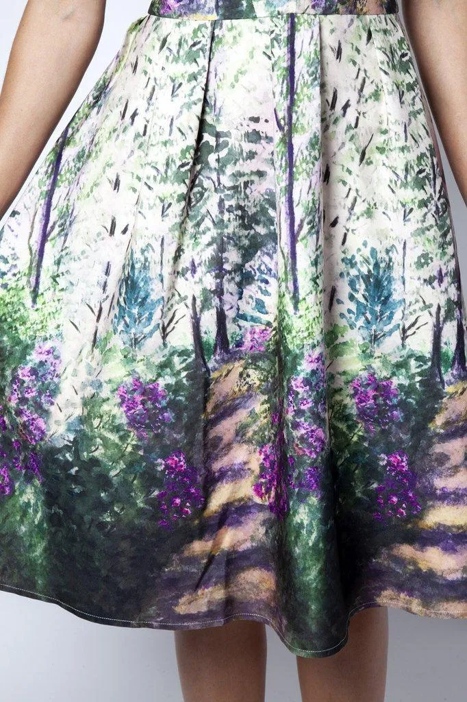 Christina Lilac Road Painted Flared Dress