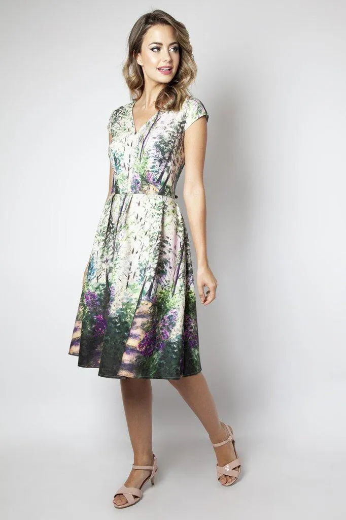 Christina Lilac Road Painted Flared Dress