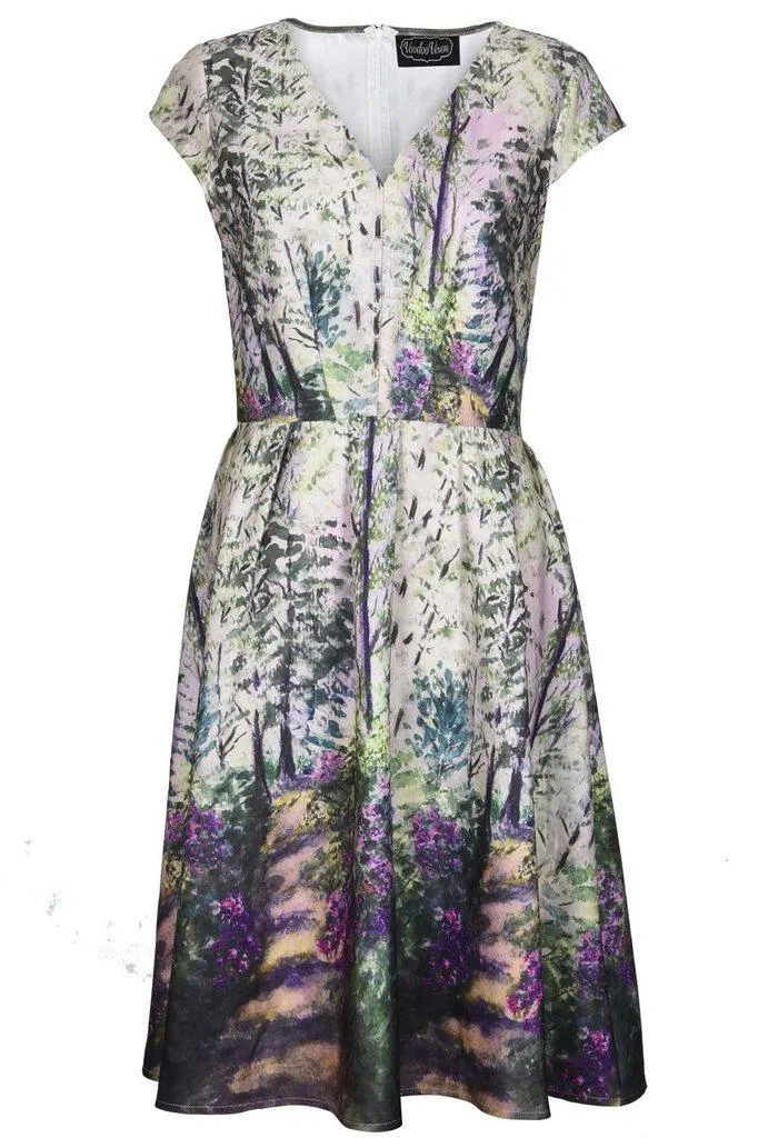 Christina Lilac Road Painted Flared Dress
