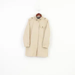 Clarina Collection Women 40 M  Coat Beige Full Zipper Lightweight Cotton Nylon Collar Vintage Top