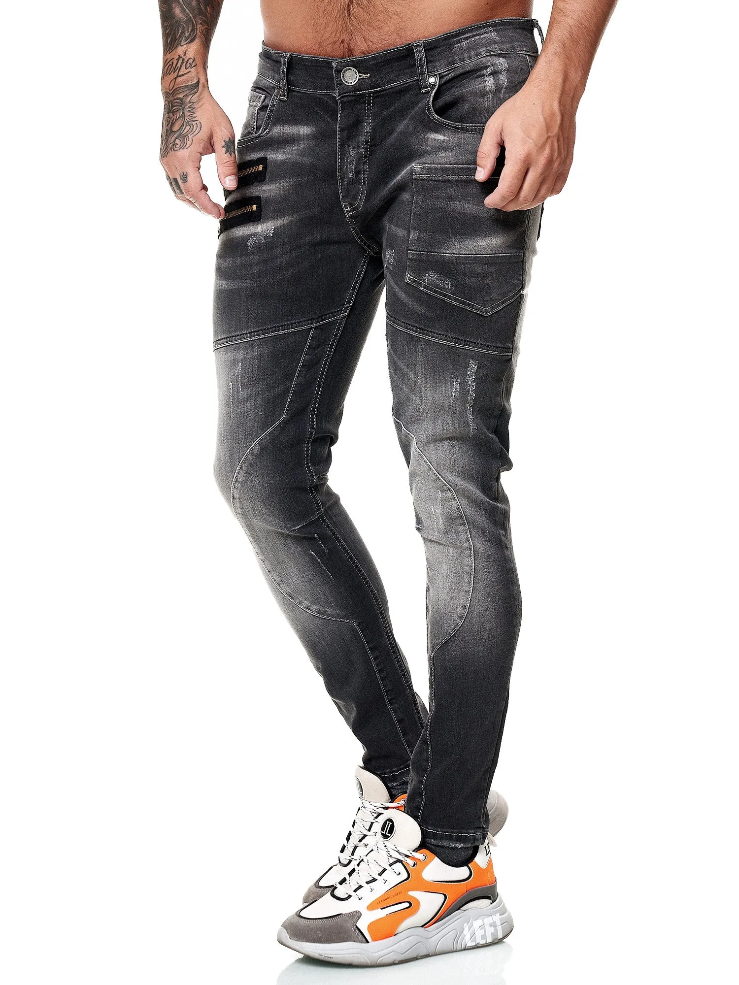 Consec Zippers Jeans - Black X56A