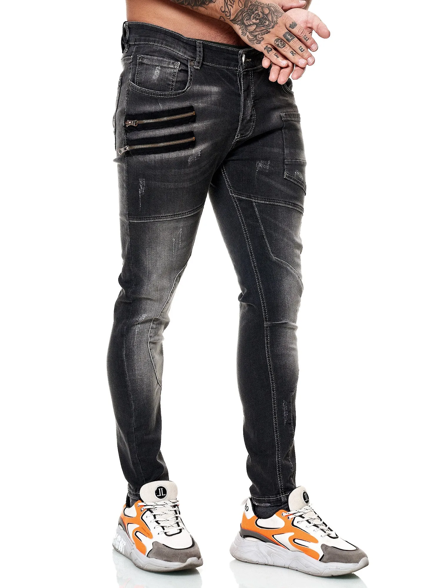 Consec Zippers Jeans - Black X56A