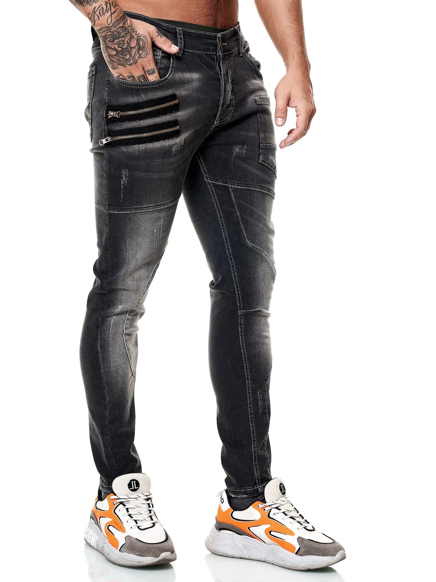 Consec Zippers Jeans - Black X56A