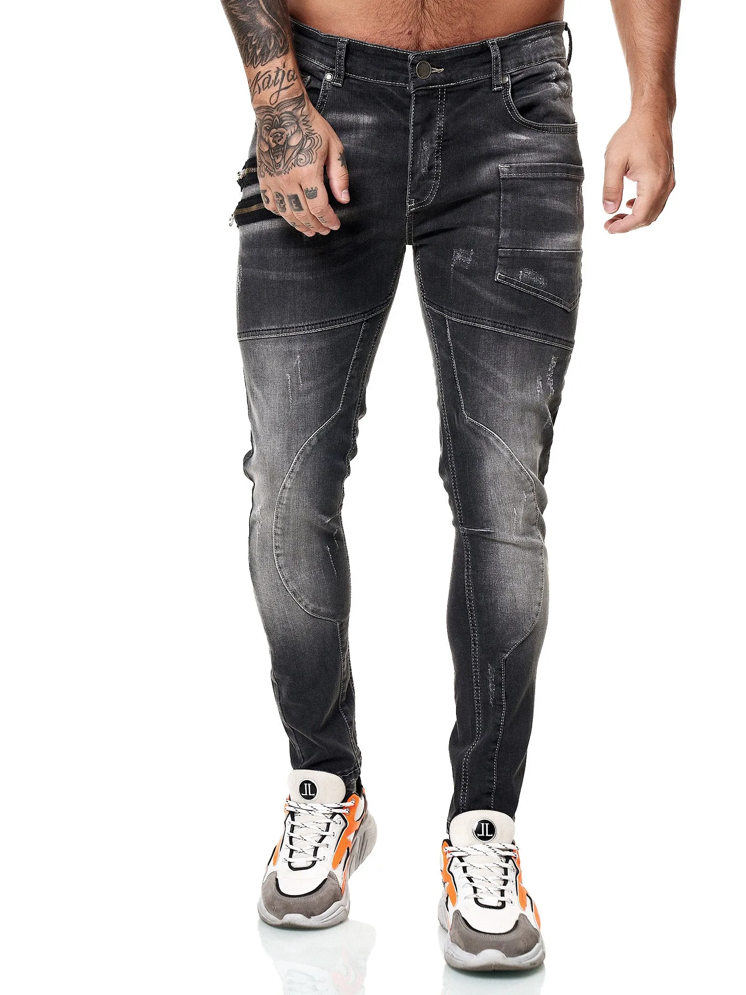 Consec Zippers Jeans - Black X56A