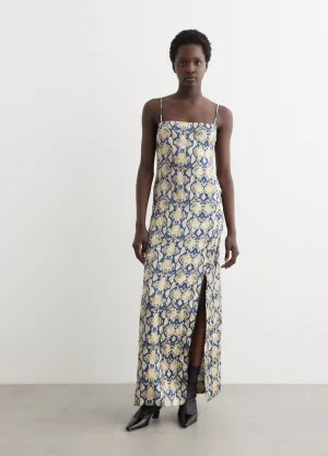 Crinkled Satin Midi Slip Dress