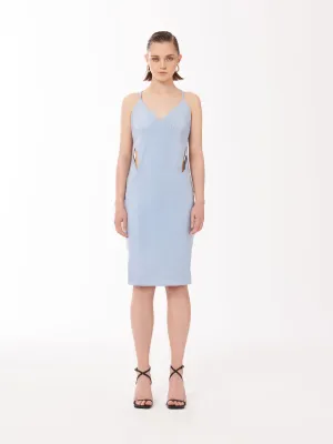 Cut-out Midi Slip Dress in Pale Blue