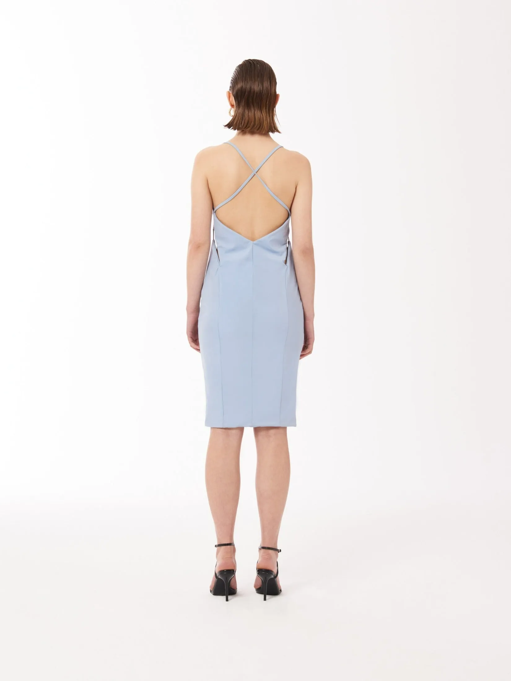 Cut-out Midi Slip Dress in Pale Blue