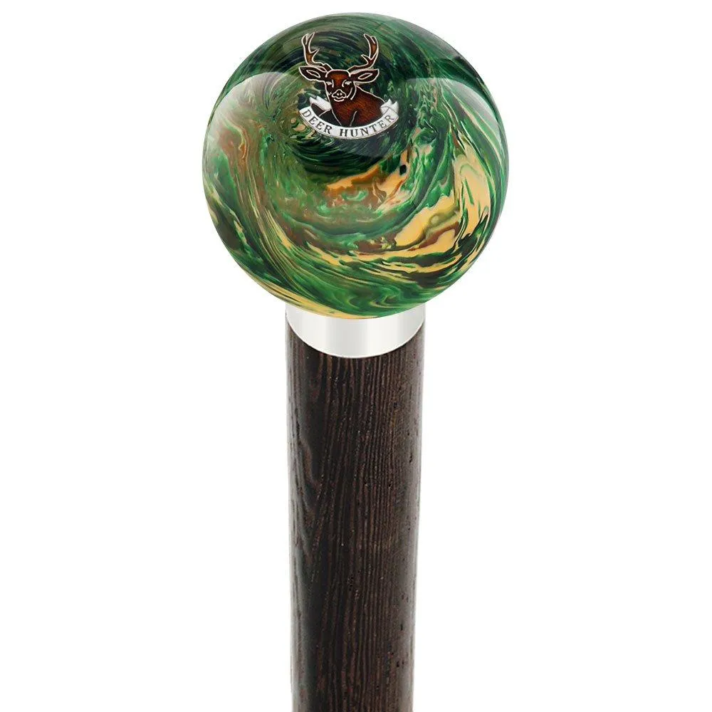 Deer Hunter Camo Round Knob Cane w/ Custom Wood Shaft & Collar