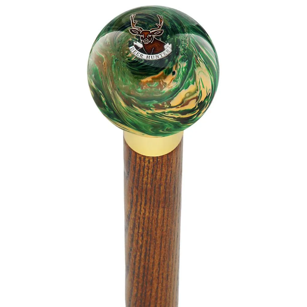 Deer Hunter Camo Round Knob Cane w/ Custom Wood Shaft & Collar