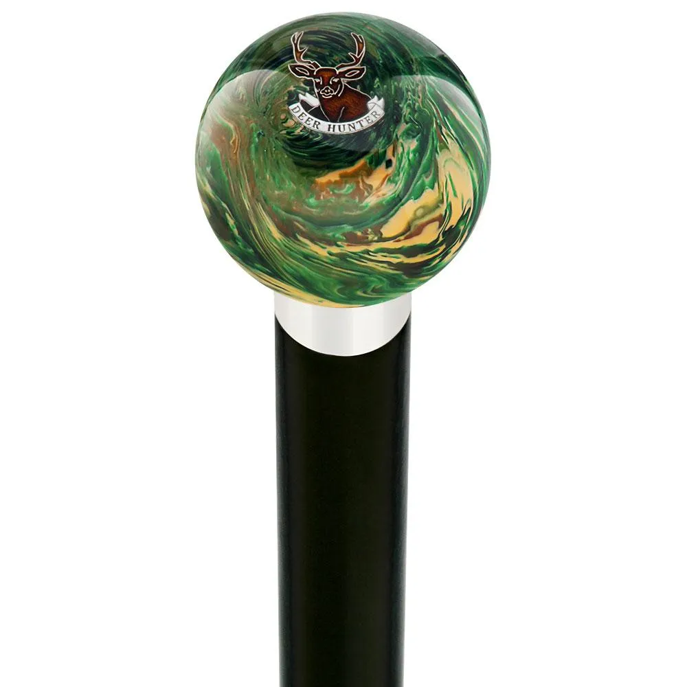 Deer Hunter Camo Round Knob Cane w/ Custom Wood Shaft & Collar