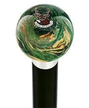Deer Hunter Camo Round Knob Cane w/ Custom Wood Shaft & Collar