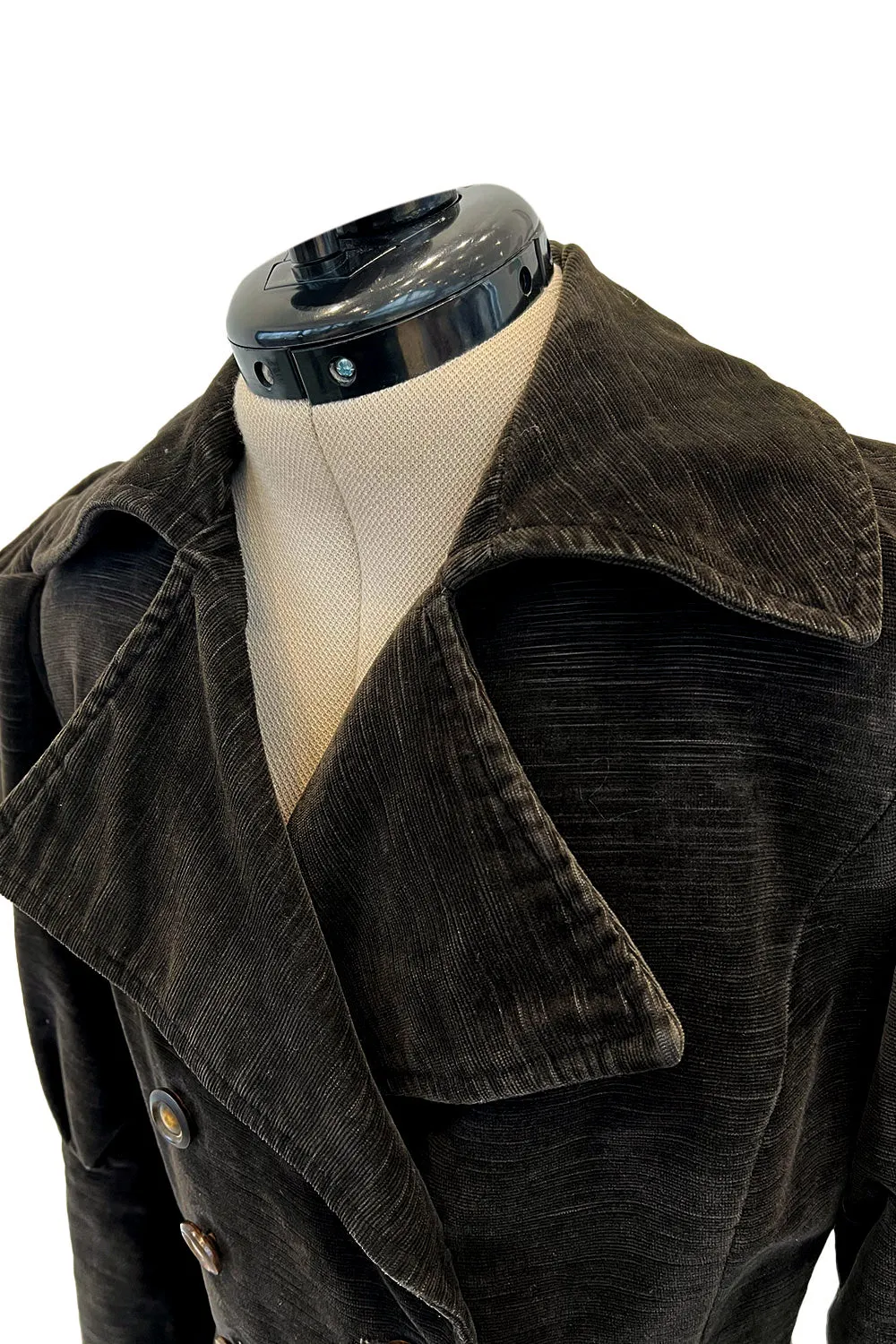 Documented Fall 1970 Yves Saint Laurent Brown Velvet Ultra Fine Corduroy Great Coat