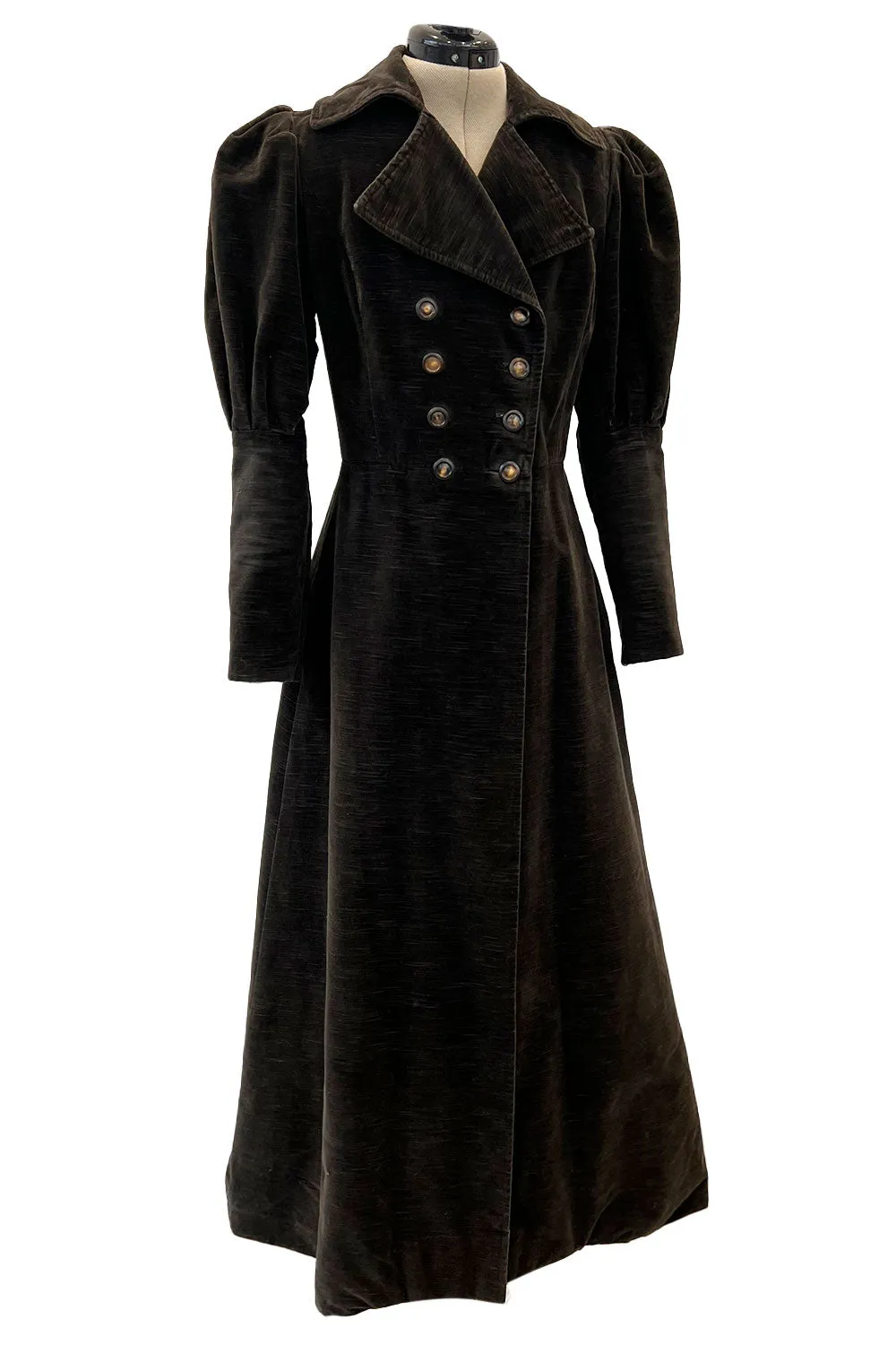 Documented Fall 1970 Yves Saint Laurent Brown Velvet Ultra Fine Corduroy Great Coat