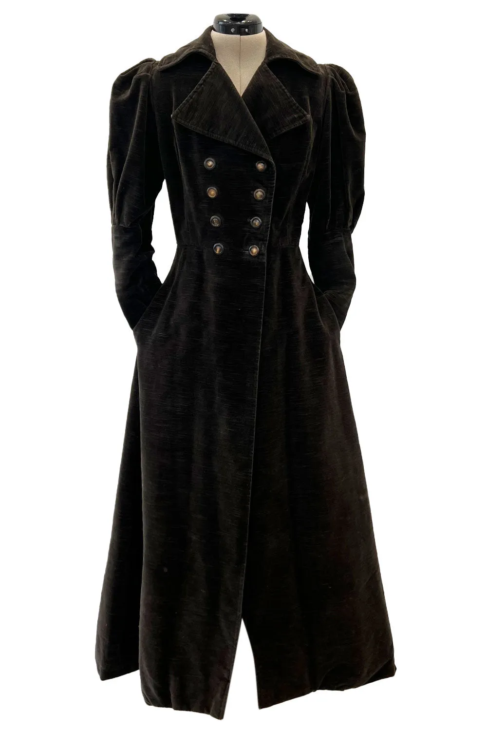 Documented Fall 1970 Yves Saint Laurent Brown Velvet Ultra Fine Corduroy Great Coat