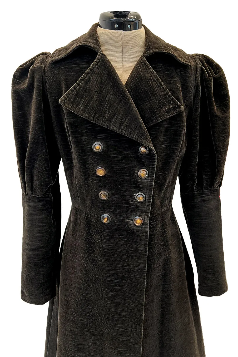 Documented Fall 1970 Yves Saint Laurent Brown Velvet Ultra Fine Corduroy Great Coat