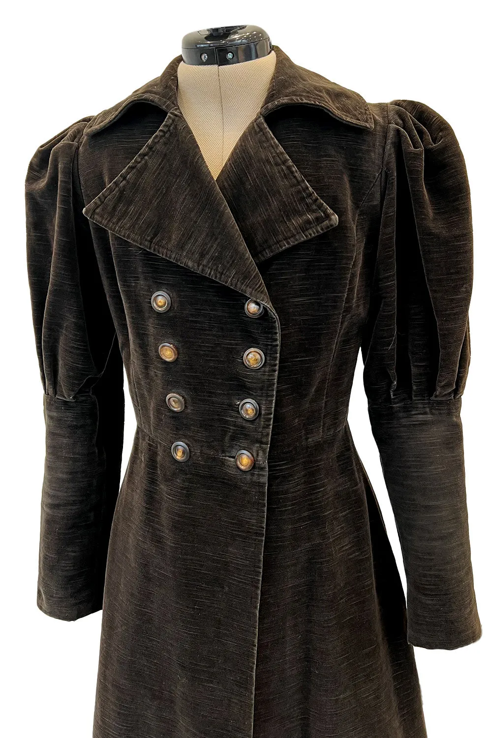Documented Fall 1970 Yves Saint Laurent Brown Velvet Ultra Fine Corduroy Great Coat